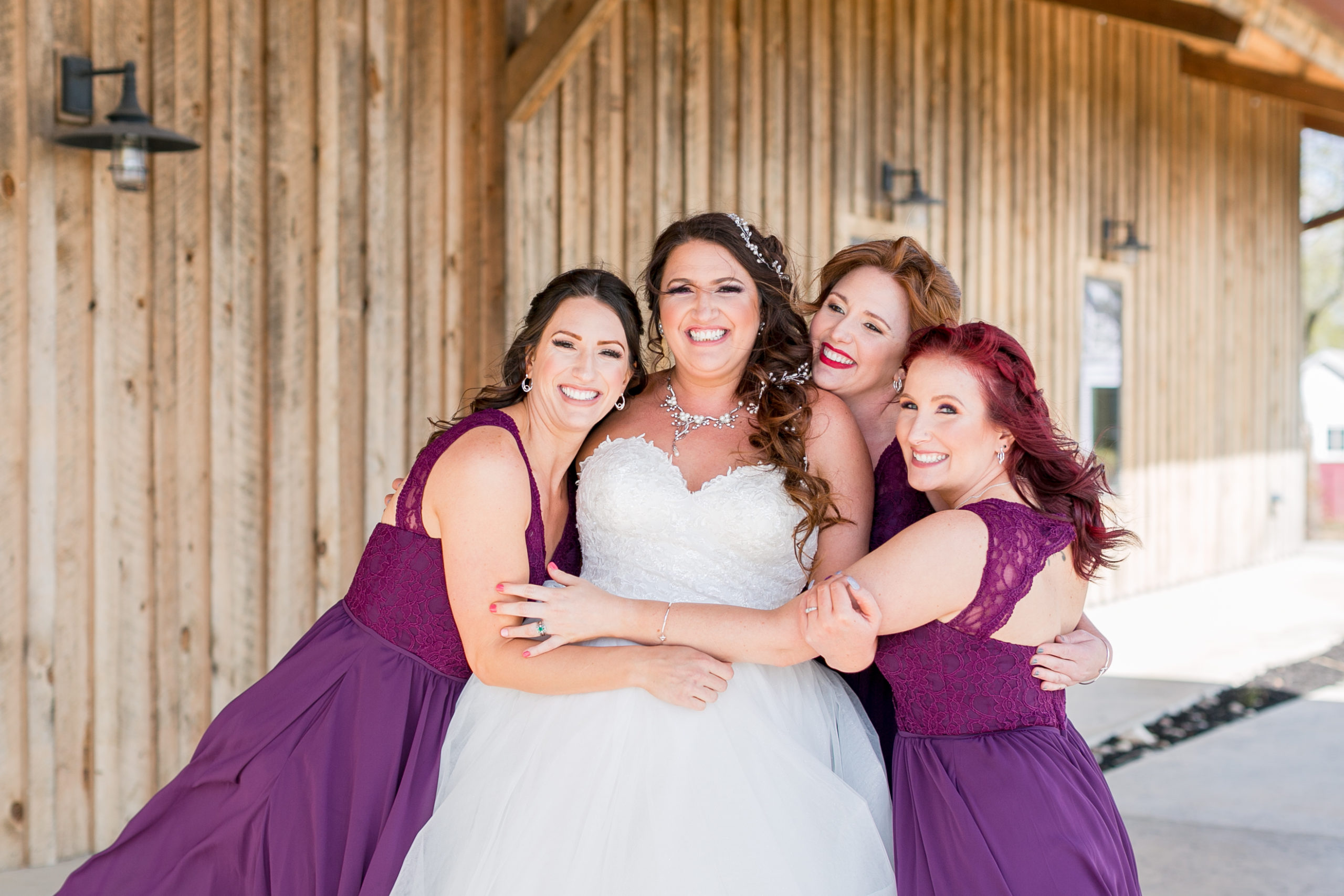 Bridesmaids at Purple Wedding