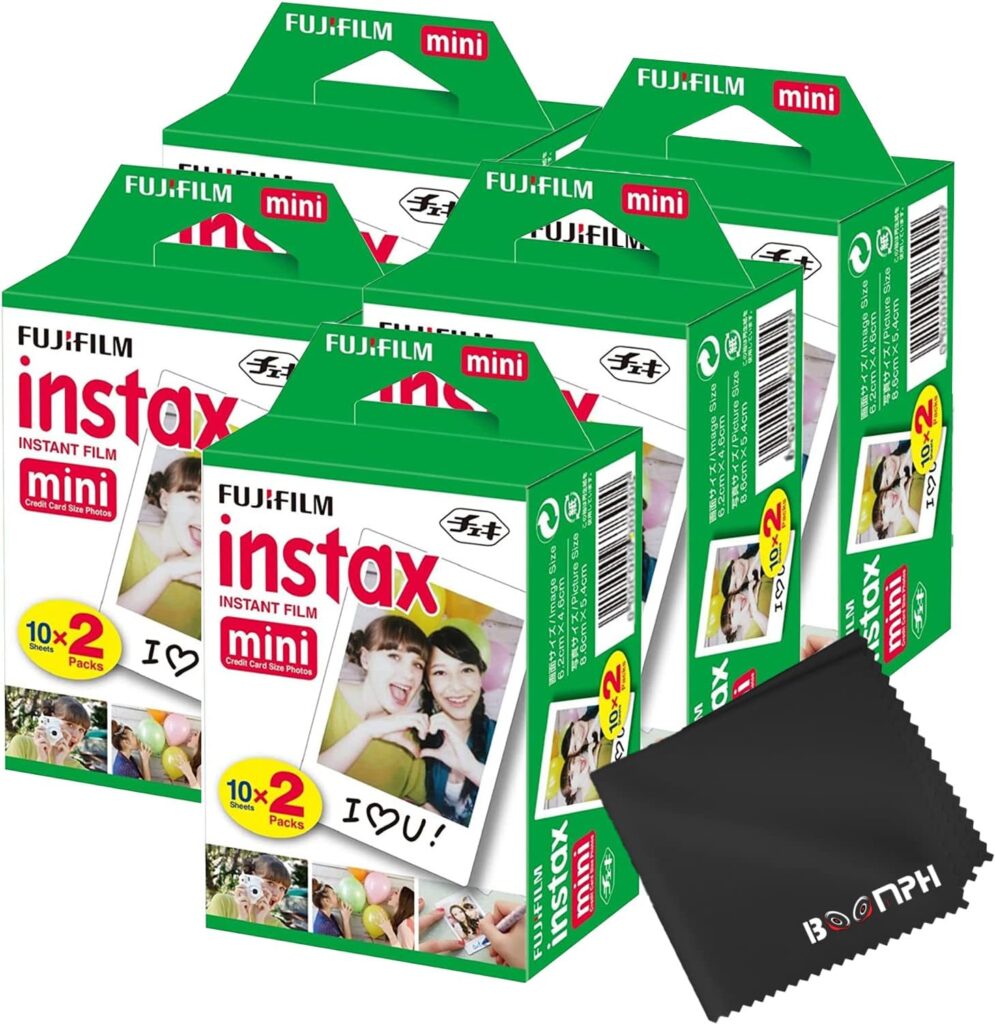 Fujifilm Instax Mini Instant Camera Film: 100 Shoots Total, (10 Sheets x 10) - Capture Memories Anytime, Anywhere - Boomph Kit